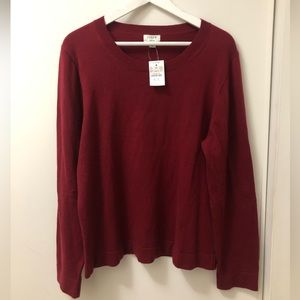 J Crew Women’s XL Burgundy Teddie Sweater. Burgundy. NWT. Cotton/Wool/Poly blend